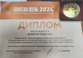 Второй золотой медалью наградили филиал в рамках «Золотая осень – 2024».